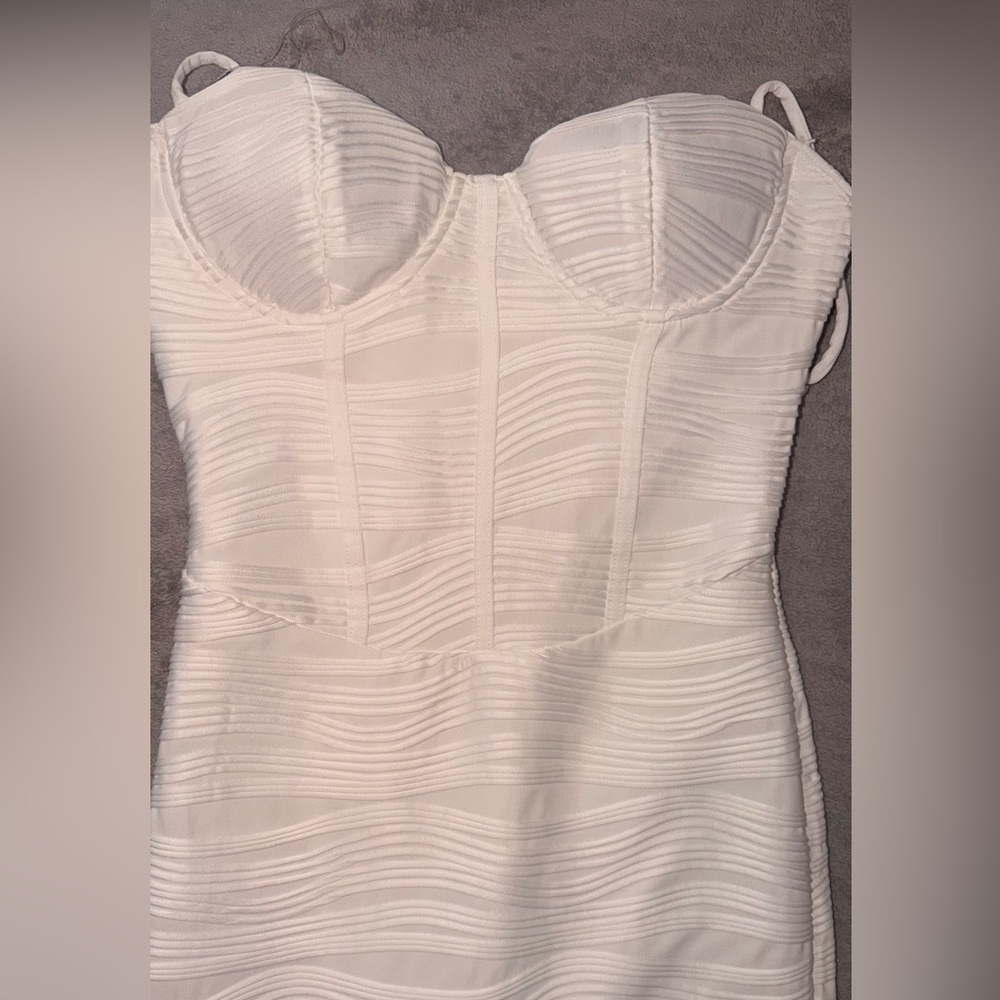 Fashion Nova White Strapless Textured Dress